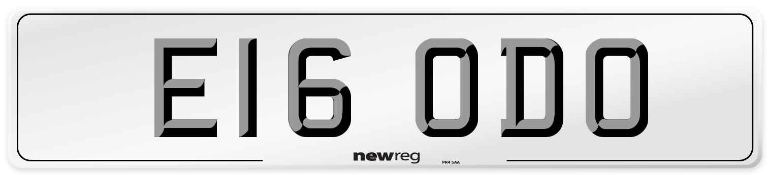 E16 ODO Number Plate from New Reg